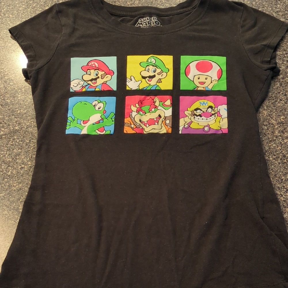 Nintendo Super Mario Black Juniors T-Shirt